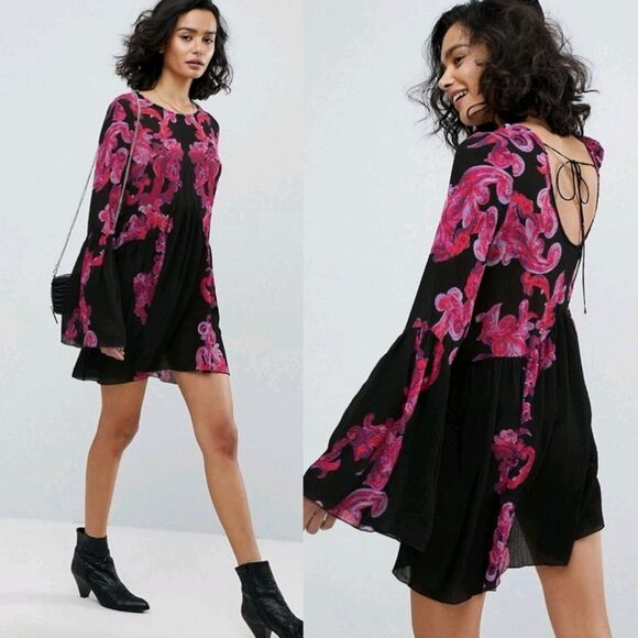 Free People Women's Pink & Black Dress - Picture 11 of 16